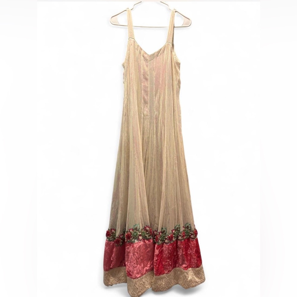 vintage maxi dress with sequins and crushed velvet